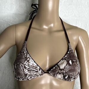 Philippe Matignon Snake Print Sequined Bikini Top